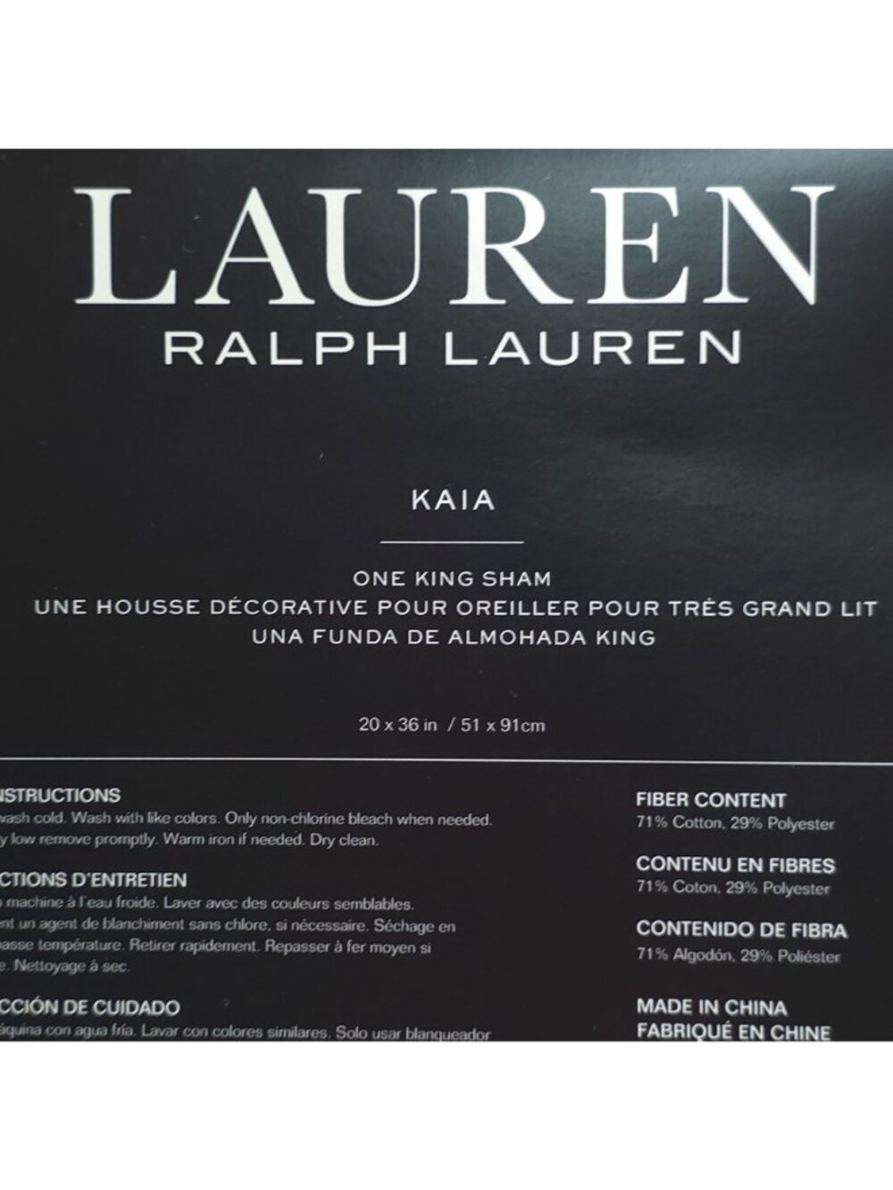 Lauren Ralph Lauren Kaia King Sham 2 Pack 20"x36" Grey Cotton Blend - Picture 6 of 9